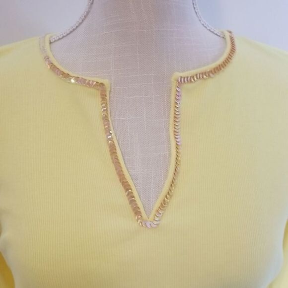 Talbots Women's long sleeve cotton top yellow medium - Picture 2 of 8
